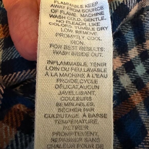 WOOLRICH Women’s Pemberton Check Flannel Button Down Shirt Blue Size Medium - Picture 12 of 12